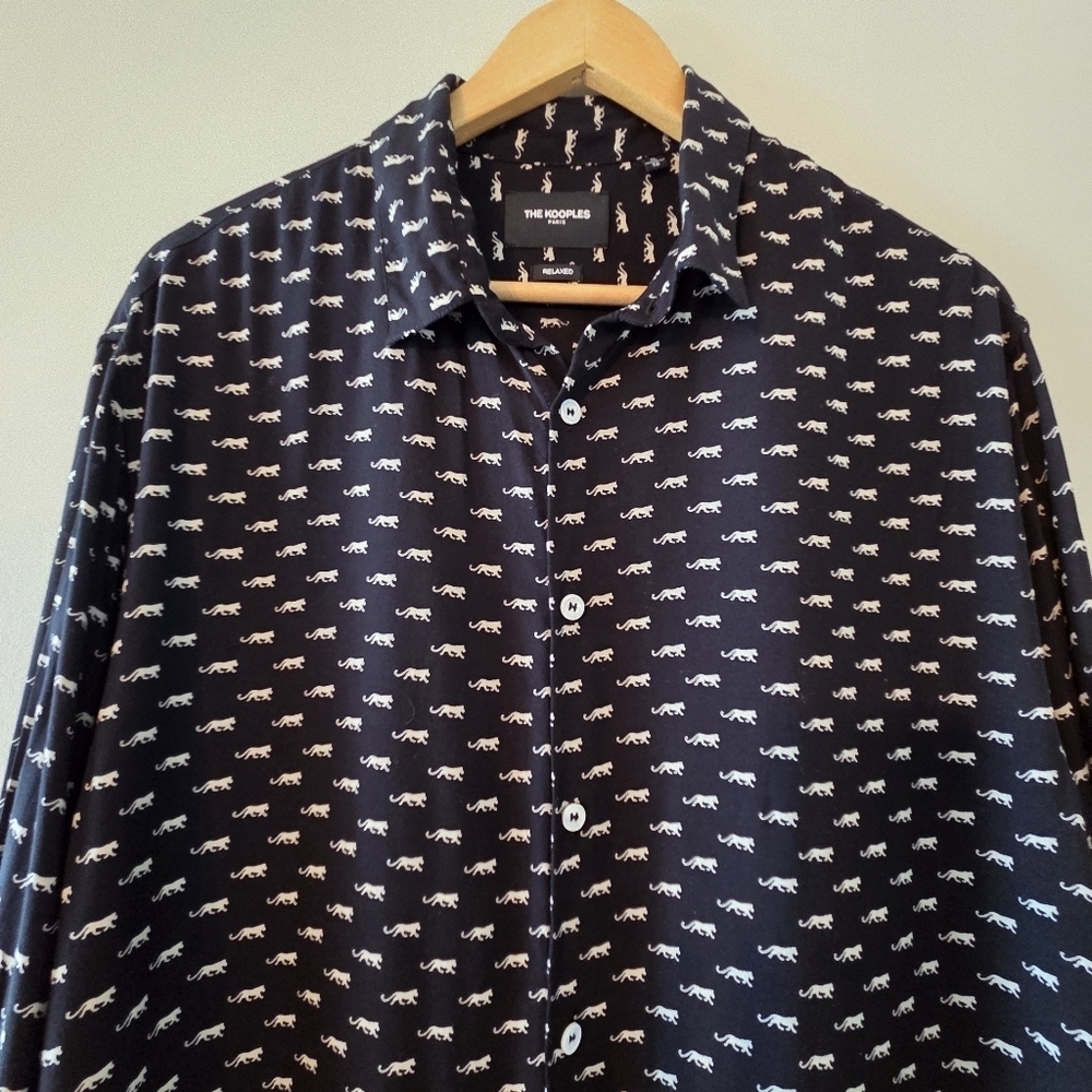 The Kooples Paris Jaguar Print Boho Unisex Long Sleeve Lightweight Shirt Size XL - Picture 5 of 12